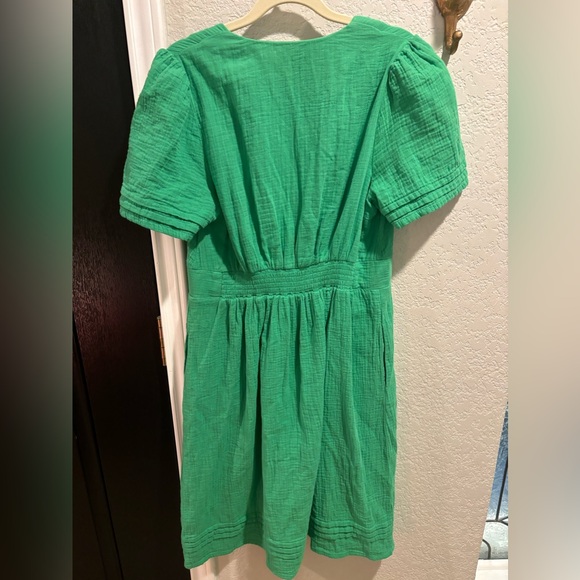 Boden Eve Double Cloth Short Dress Kelly Green Size 8L US Linen Dress - Picture 4 of 5